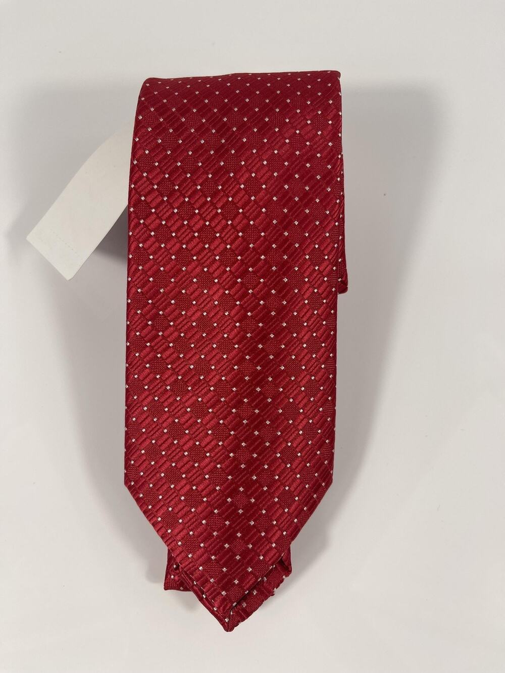 Perry Ellis Portfolio Tie Men's Red Micro Dot Check Pattern Neckwear Classic New